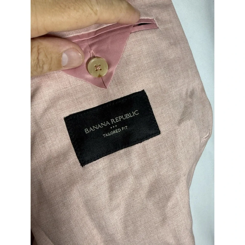 Banana Republic Suit Sport Blazer 38R Pink Rayon Unlined Tailored Pants 32x30